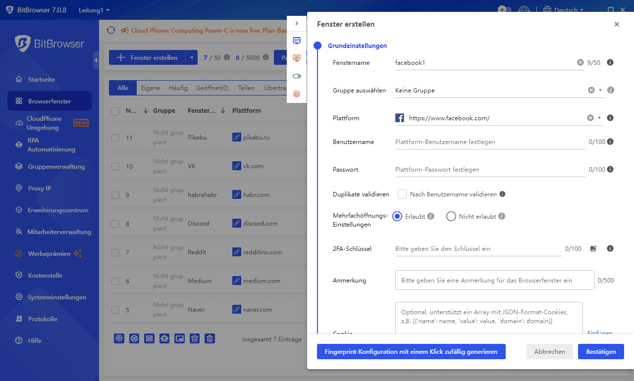 Mehrere Affiliate-Konten