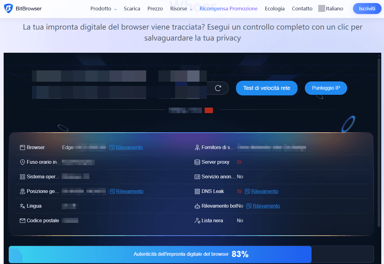 Test Fingerprint Ufficiale BitBrowser