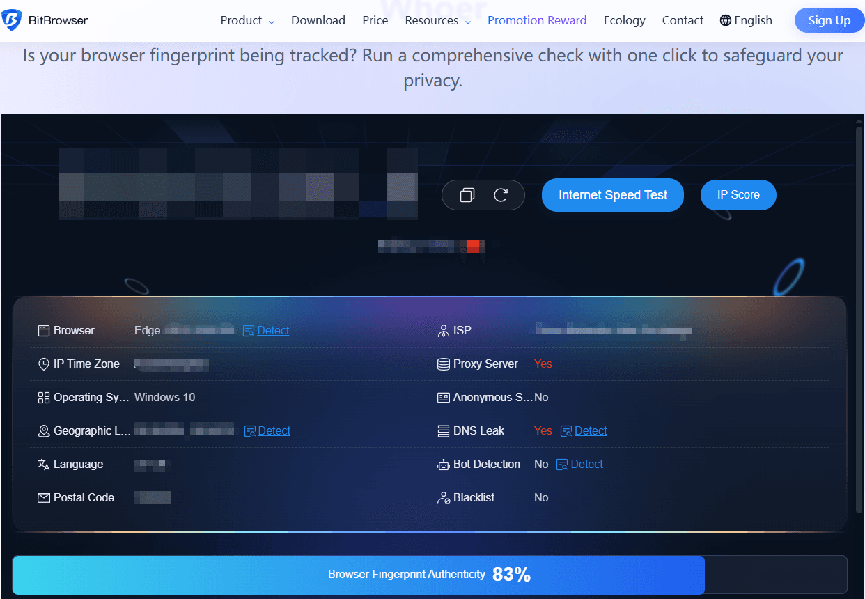 BitBrowser Official Fingerprint Test