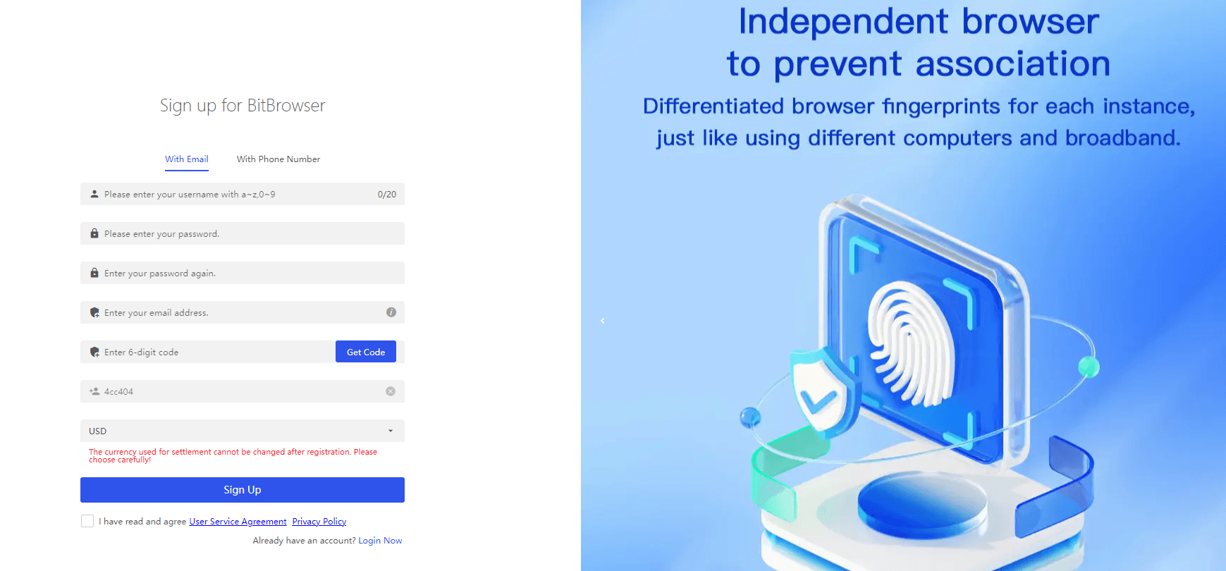 sign up