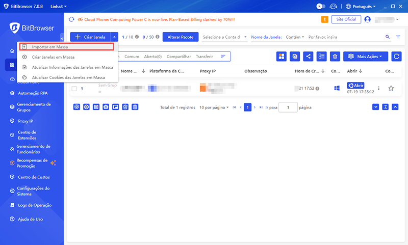 Importação / Exportação em Lote