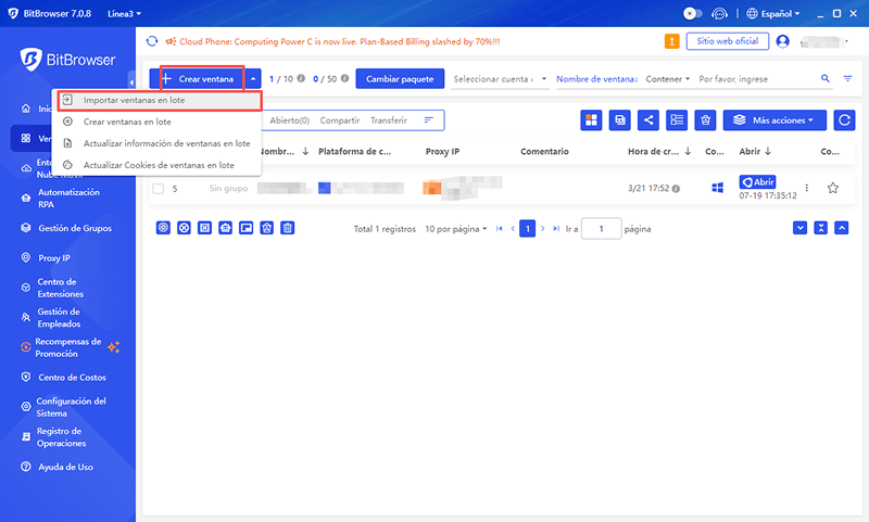 Importación / Exportación por Lotes