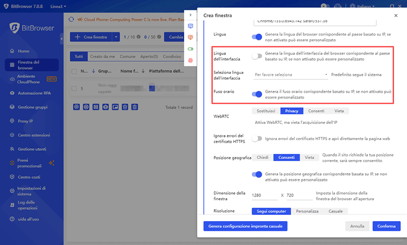 Abbinamento Automatico Proxy IP