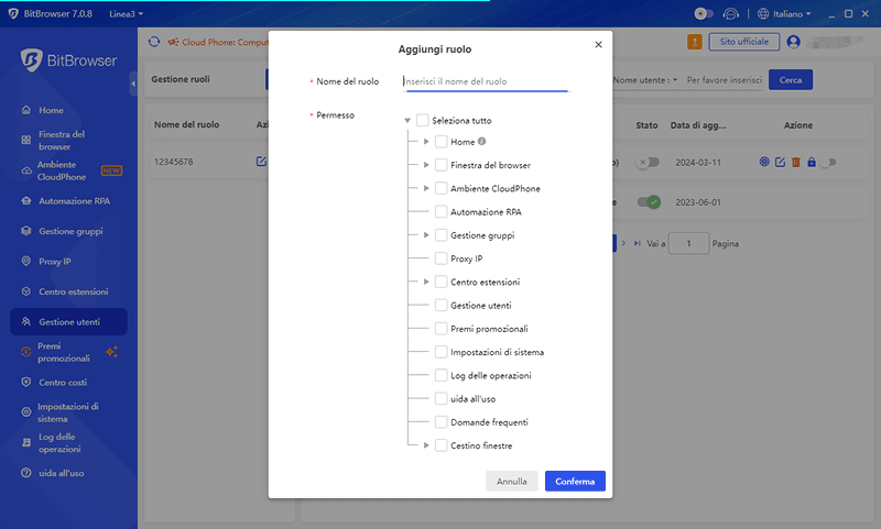 Gestione del Team / Autorizzazione dei Membri