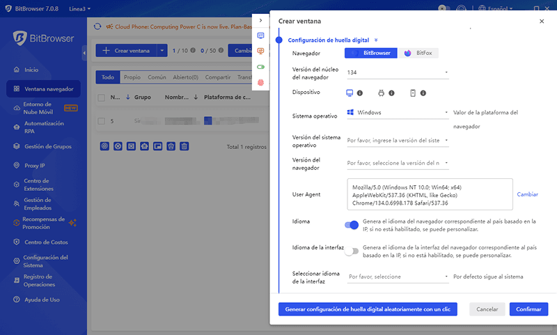 Soporte de Huellas Dactilares de Todos los Navegadores