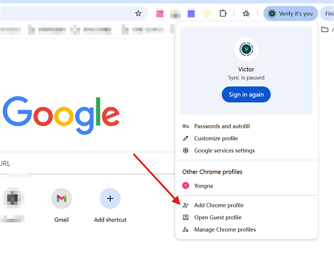 Add Profile In Chrome