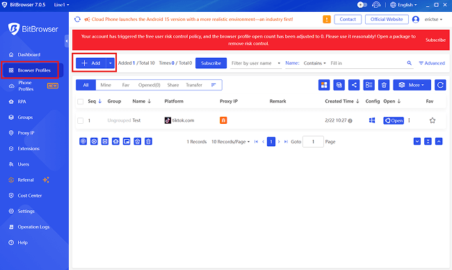 Add Profiles By BitBrowser