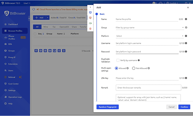 Batch Create Browser Fingerprints