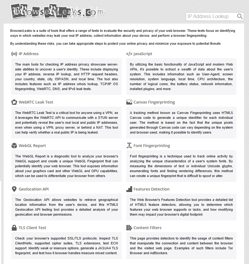 BrowserLeaks