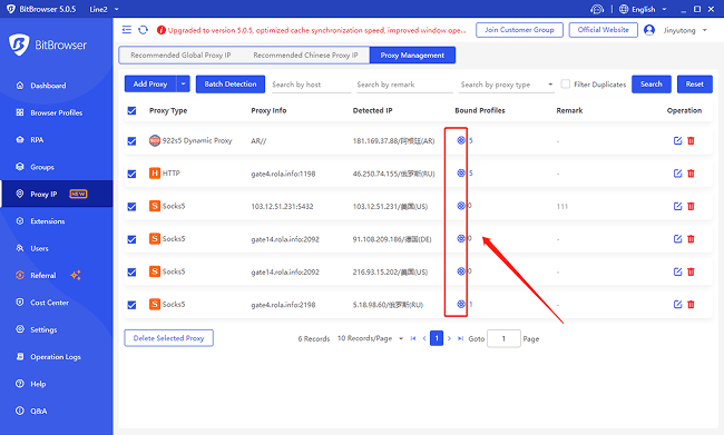 Bind Proxy IP with Created Profile
