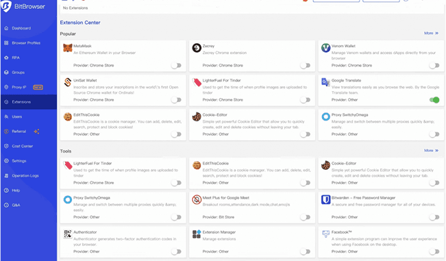 BitBrowser Extension Center