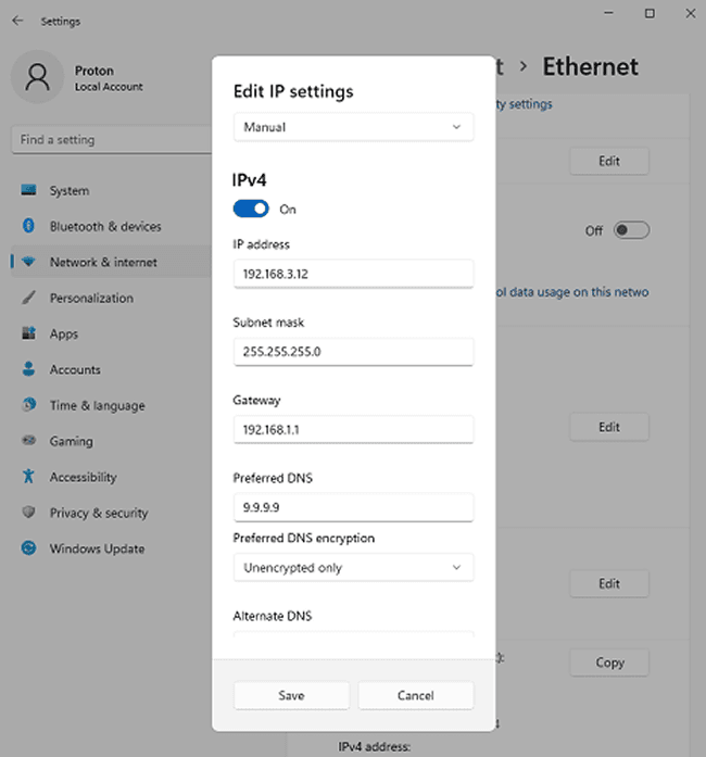 Change IP Address on Windows