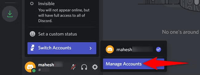 Click Manage Accounts