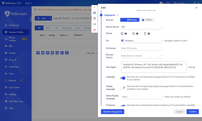 Configure Your Browser Fingerprint