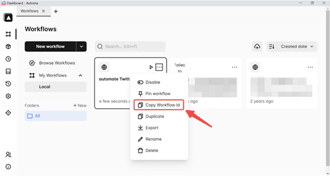 Copy Workflow ID