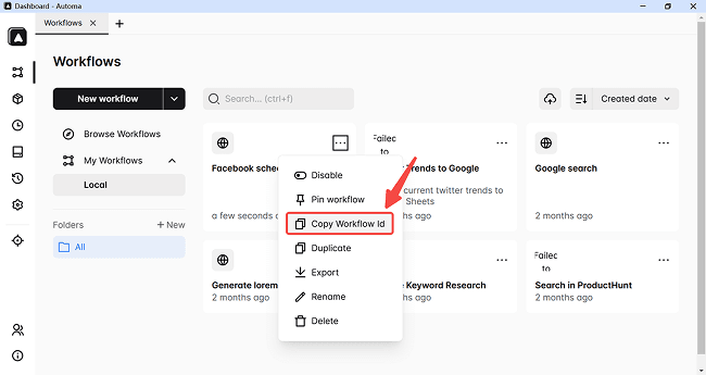Copy Workflow ID