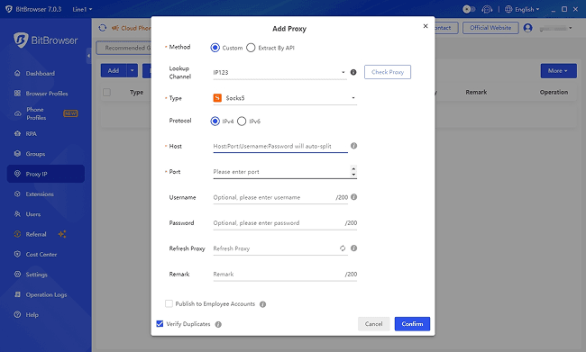 Create a New Proxy IP