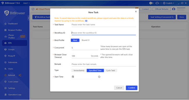 Create New Automation Task