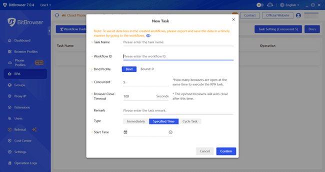 Create New Automation Task
