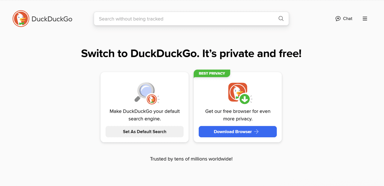 DuckDuckGo Main Page