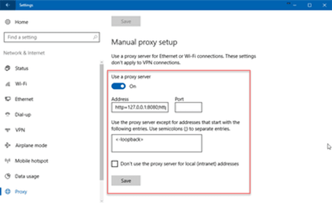 Enable Manual Proxy Setup