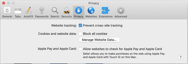 Enable Prevent Cross-site Tracking In Safari