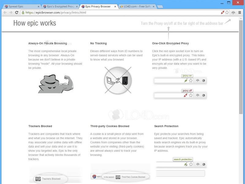 Epic Privacy Browser Interface