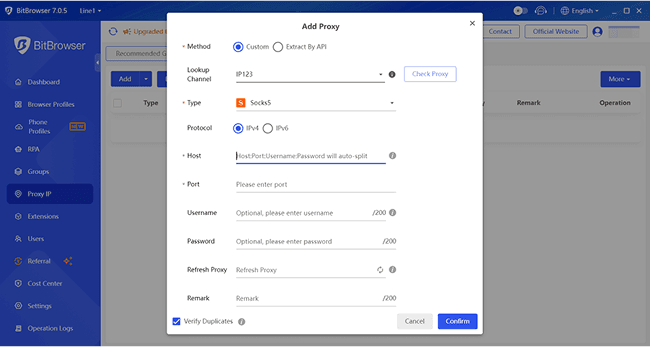 Fill in Proxy Details