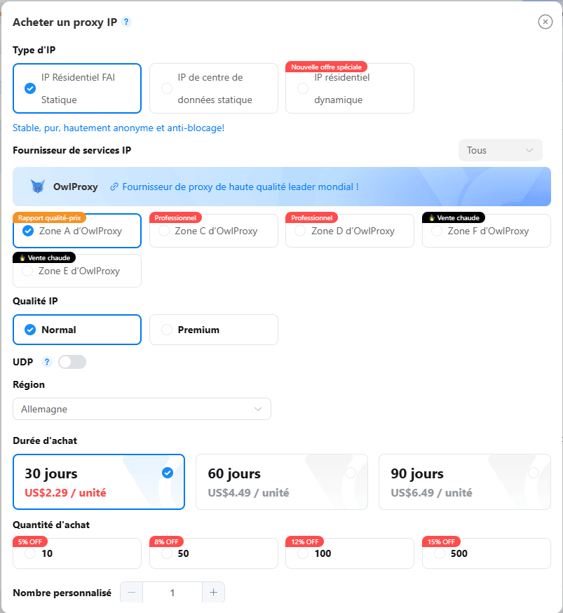 Acheter directement un proxy