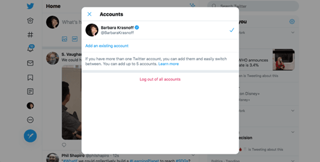 Log in to the Second Account