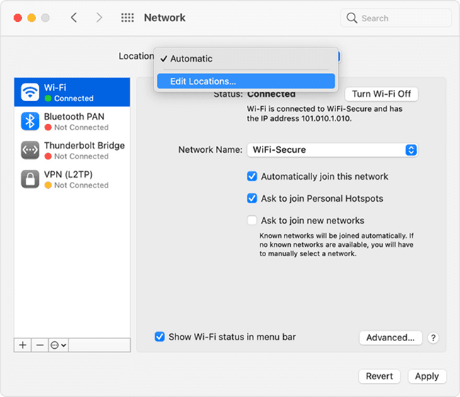 Open Network Settings on macOS