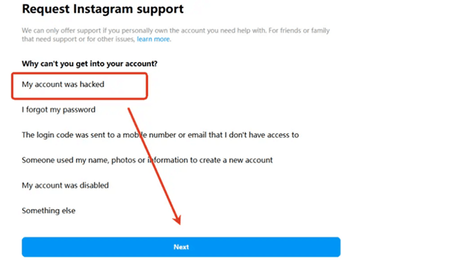 Select My Account Was Hacked