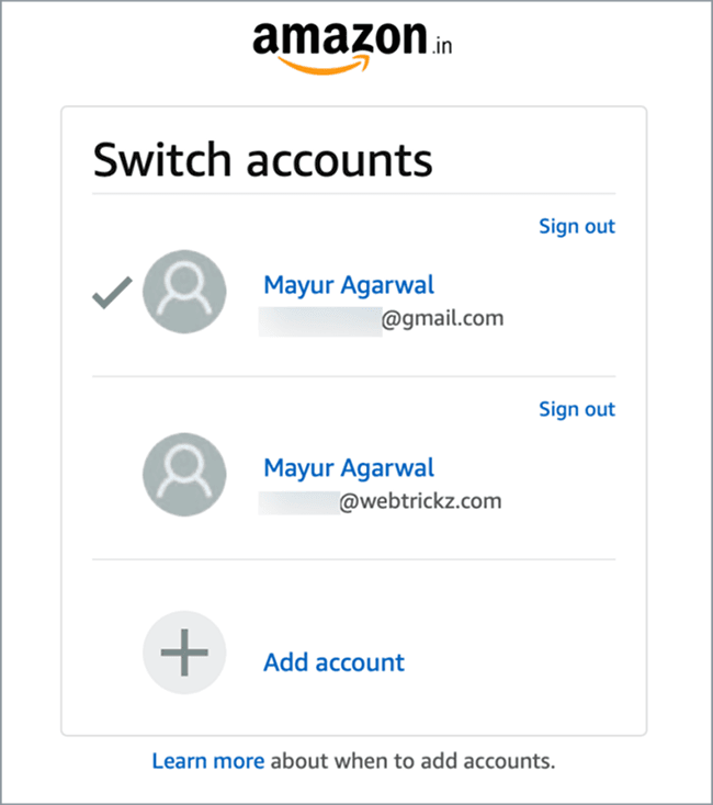 Select the Specific Account