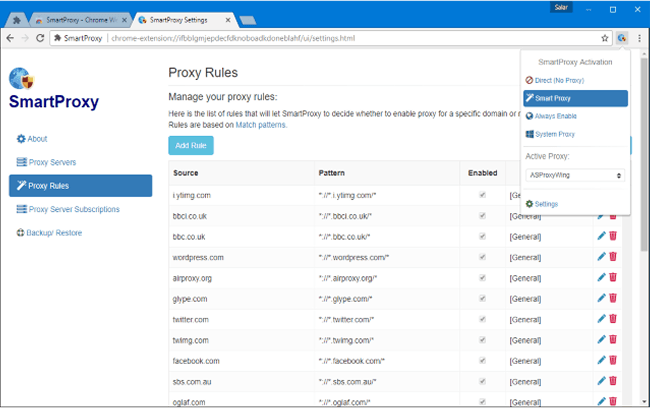 Smartproxy browser interface