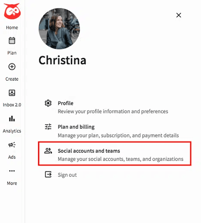 Select Social Accounts and Teams
