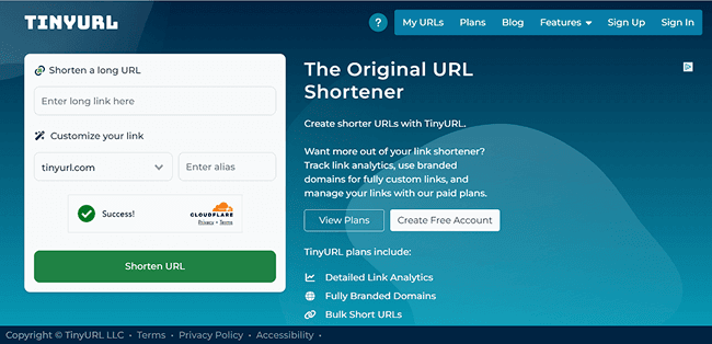TinyURL Home Page