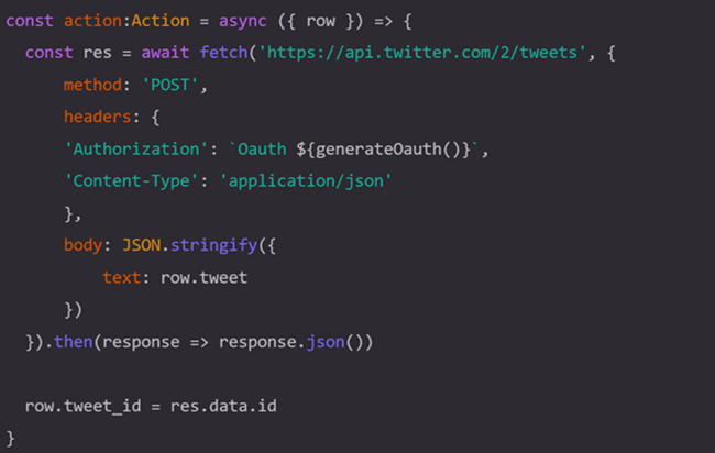 Use the Action Column