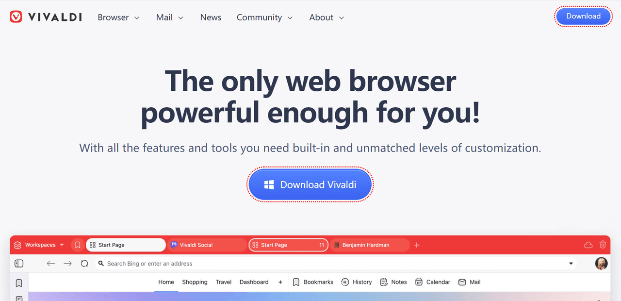 Vivaldi Main Page