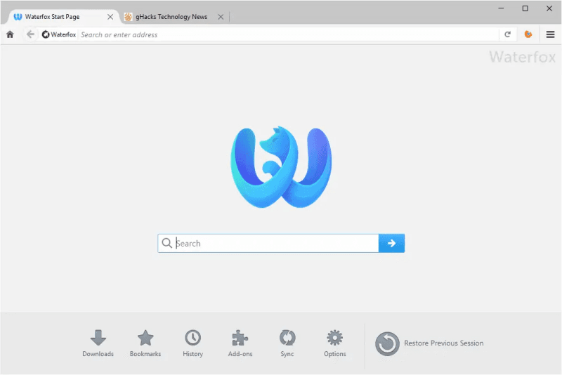 Waterfox Browser Interface